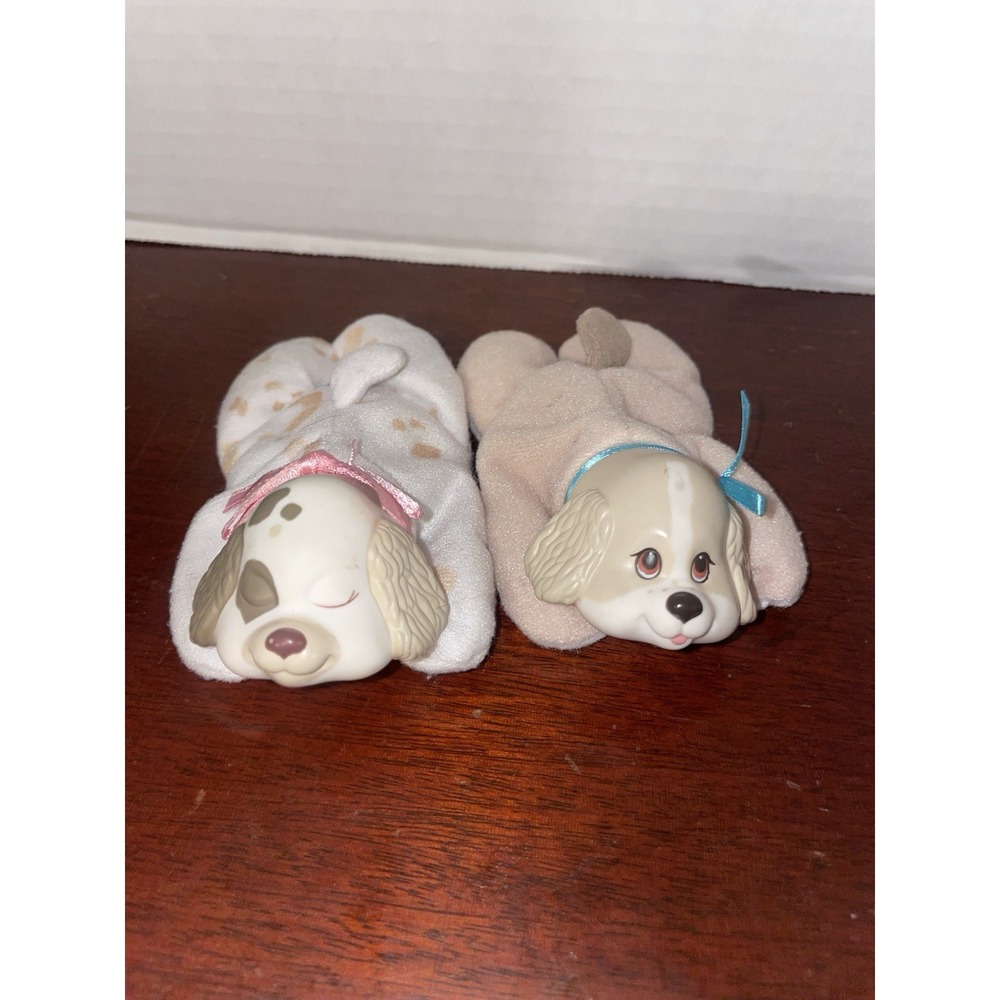 Vintage 1991 Hasbro Puppy Surprise Lot Of 2 Sleeping & Awake Puppy Brown/white